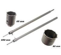 SET 2 FRESE CAROTATRICI PER CEMENTO 65 E 80 mm + ASTE 650 mm SDS PLUS E MAXI