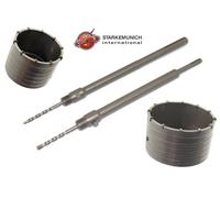 SET 2 FRESE CAROTATRICI PER CEMENTO 80 E 100 mm + ASTE 350 mm SDS PLUS E MAXI