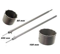 SET 2 FRESE CAROTATRICI PER CEMENTO 80 E 100 mm + ASTE 650 mm SDS PLUS E MAXI
