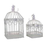 Set 2 Gabbie Natalie Rettangolari in Acciaio Bianco Antico