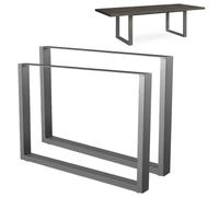 BAKAJI Set 2 Gambe da Tavolo Dimensione 100 x 72 cm in Metallo Piedi per Tavolo da Pranzo e Scrivania con Piedini Antiscivolo Regolabili Design Moderno Industriale Colore Grigio