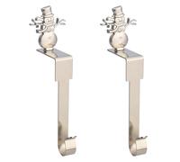 Set 2 ganci per calze cappotto natalizio con motivi alce e pupazzo di neve