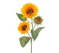 Set 2 Girasoli Artificiali con 3 Fiori Altezza 85 cm Giallo