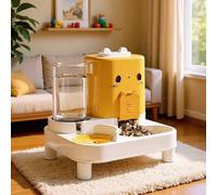 Set 2-in-1 Ciotola per Cibo e Acqua per Gatti, Design con Separazione tra Cibo Secco e Umido, Protezione del Collo Rialzata, Realizzato in Materiale Plastico Durevole, Stazione di Alimentazione e Abbe