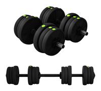 Set 2 in 1 con 2 Manubri Convertibili in Bilanciere Peso Totale 20 kg Nero