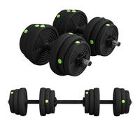 Set 2 in 1 con 2 Manubri Convertibili in Bilanciere Peso Totale 25 kg e Dischi