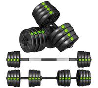 Set 2 in 1 con 2 Manubri Convertibili in Bilanciere Peso Totale 30 kg e Dischi