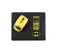 Set 2 in 1 di mouse wireless e tappetino con motivo classico di Batman colore giallo e nero