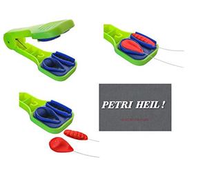 Set: 2 in 1 Formine per pasta di trota a forma di fionda d'ape realistica e a forma di goccia, esca, giallo, verde o rosso + adesivo Petri Heil!