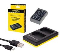 Set 2 in 1 per Olympus Pen E-P7 | Batteria Premium per Olympus BLS-5 e BLS-50 (1100 mAh) + doppio caricatore (ricarica 2 batterie contemporaneamente)