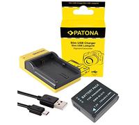 Set 2 in 1 Slim caricatore + batteria per Panasonic Lumix TZ81 TZ91 e LX100 - compatibile con batteria Panasonic DMW BLG10 / BLG10E - Base di ricarica con microUSB