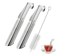 Set 2 Infusori Tè in Acciaio Inox 304 con Spazzola, Colino Riutilizzabile Maglia Fine da 1 mm, Infusore per Tè, Tisane, Teiere o Tazze, Filtro Tè Lavabile, Filtro The Infusione, Facile da Pulire