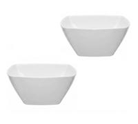 Set 2 Insalatiere bianche Eclissi in Vetro Opale Resistente Quadrate 22cm 205cl