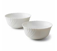 Set 2 Insalatiere in Vetro Opale Bianco 23cm Impilabili Resistenti per Insalata
