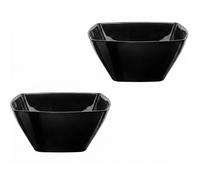 Set 2 Insalatiere Nere Eclissi in Vetro Opale Resistente Quadrate 22cm 205cl