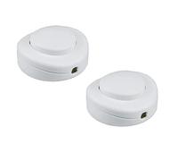 Set 2 Interruttori a pedale bianco rotondo per piantane e lumi - 250V - 2A - Diametro 65mm
