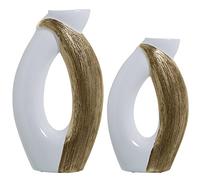 SET 2 JARRONES BLANCO/ORO 27X9X47+24X9X40CM