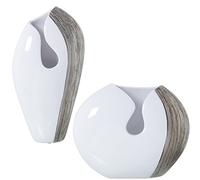 SET 2 JARRONES BLANCO/PLATA 23X12X38+34X13X28CM