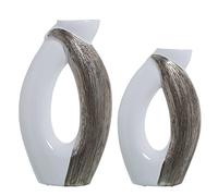 SET 2 JARRONES BLANCO/PLATA 27X9X47+24X9X40CM