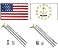 Set 2 Kit Montanti In Alluminio Con Bandiera Trade Winds Rhode Island 3'x5'