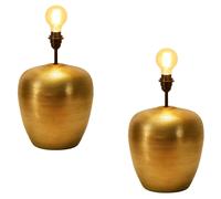 Set 2 Lampada Da Tavolo Marrakesch Orient Gold Boho In Alluminio 39cm