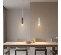 Set 2 Lampade LED a Sospensione Pendelleuchte Touch Dimmer Argento H 120 cm