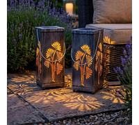 Set 2 Lampade Solari LED Globo Da Parete Esterno Veranda IP44 3000K Argento [EEK: Non valutato]