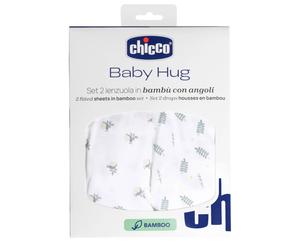 Set 2 Lenzuola con Angoli per Culla Baby Hug in Bambù Greenery