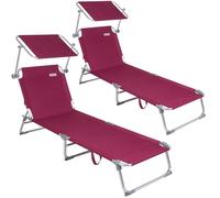 Set 2 Lettini Prendisole Ibiza Rosso In Alluminio Con Tettuccio