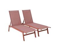 Set 2 lettini prendisole in acciaio multiposizione Terracotta - 155x59x106 cm