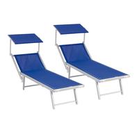 Set 2 Lettini prendisole in alluminio pieghevole Blu da mare piscina giardino