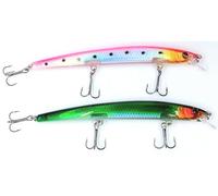 Set 2 Long Jerk Real Effect Spinning Spigola Serra Barracuda Pesca Mare Esca Artificiale Colore Rosa Verde