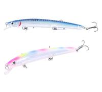 Set 2 Long Jerk Real Effect Spinning Spigola Serra Barracuda Pesca Mare Esca Artificiale Colore Sgombro