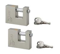 Set 2 lucchetti rettangolari 70 mm acciaio SH 6 chiavi uguali