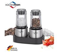 SET 2 MACINA SALE E PEPE CERAMICO REGOLABILE COPERCHIO SALVA AROMA CON SUPPORTO