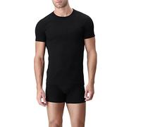 Set 2 Magliette Intime Uomo Cotone Elasticizzato Girocollo e Scollo V - T Shirt Basic Finissima Cuciture Piatte Intimo Maglietta Uomo Nera Bianca e Colorata (2 Girocollo Nere, 6/XL)