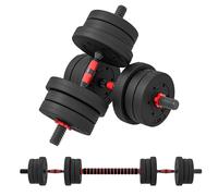 Set 2 Manubri Convertibili in Bilanciere 12 Dischi 20Kg in Acciaio e Plastica