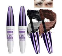 Set 2 Mascara 5D Waterproof Nero e Marrone, Mascara Allungante e Volumizzante a Lunga Durata per Trucco Occhi Naturale e Party, Effetto Ciglia Amplificate, 2 Pezzi