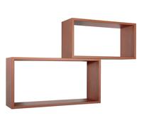 Set 2 Mensole Cubo da Parete Rettangolare in Fibra di Legno Bislungo Ciliegio