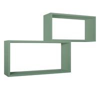 Set 2 Mensole Cubo da Parete Rettangolare in Fibra di Legno Bislungo Verde Acqua Marina