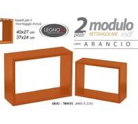 SET 2 MENSOLE RETTANGOLARI LEGNO DA PARETE COLORE ARANCIONE FACILI DA INSTALLARE