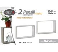 SET 2 MENSOLE RETTANGOLARI LEGNO DA PARETE COLORE BIANCO FACILI DA INSTALLARE