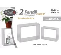 SET 2 MENSOLE RETTANGOLARI LEGNO DA PARETE COLORE BIANCO FACILI DA INSTALLARE