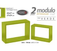 SET 2 MENSOLE RETTANGOLARI LEGNO DA PARETE COLORE VERDE FACILI DA INSTALLARE
