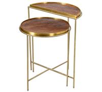 SET 2 MESAS AUXILIARES MADERAPATAS METAL DORADO_46X24X58CM