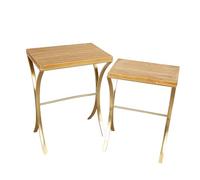 SET 2 MESAS METAL DORADO/MADERA