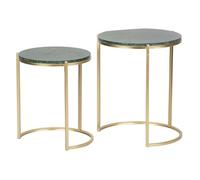 SET 2 MESAS VERDE DORADO 60x60x41 50x50x38 CM