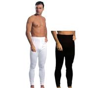 Set 2 MUTANDE LUNGHE UOMO IN CALDO COTONE FELPATO,MADE IN ITALY,CALZAMAGLIA SOTTOPANTALONI CON ELASTICO IN VITA E APERTURA FRONTALE,NERO E BIANCO. (IT, Testo, XL, Regular, Regular, 1 NERO + 1 BIANCO)