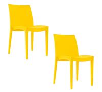 Set 2 o 4 Sedie da Giardino Cucina Bar Impilabili in Polipropilene Giallo Italia