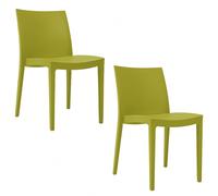 Set 2 o 4 Sedie da Giardino Cucina Bar Impilabili in Polipropilene - Verde Anice